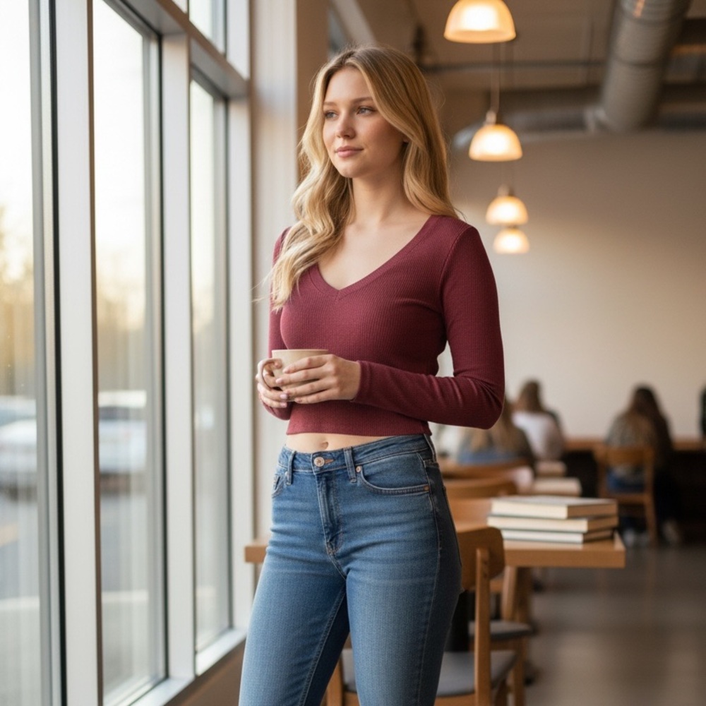 Maroon top